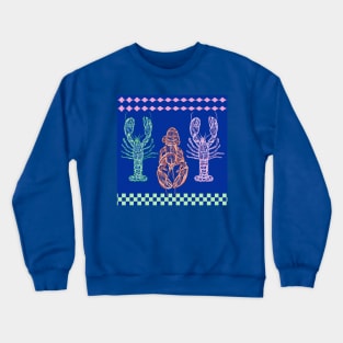 Gingham Blue Lobster Crewneck Sweatshirt